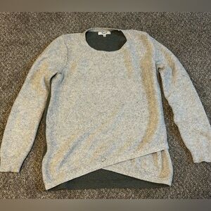 Madewell Colorblock Knit Sweater Size Small Green Gray Cross Front